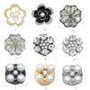 Rhinestones Flower Shirt Button Covers Cufflink Cover Rust Resistant Shirt Button Decoration Cufflinks Replacement Cover