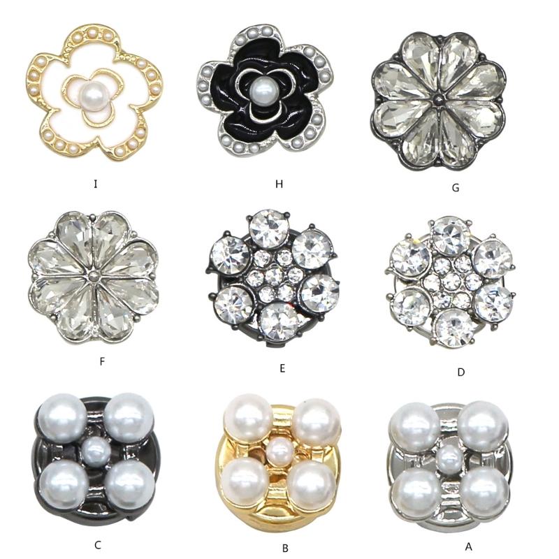 Rhinestones Flower Shirt Button Covers Cufflink Cover Rust Resistant Shirt Button Decoration Cufflinks Replacement Cover
