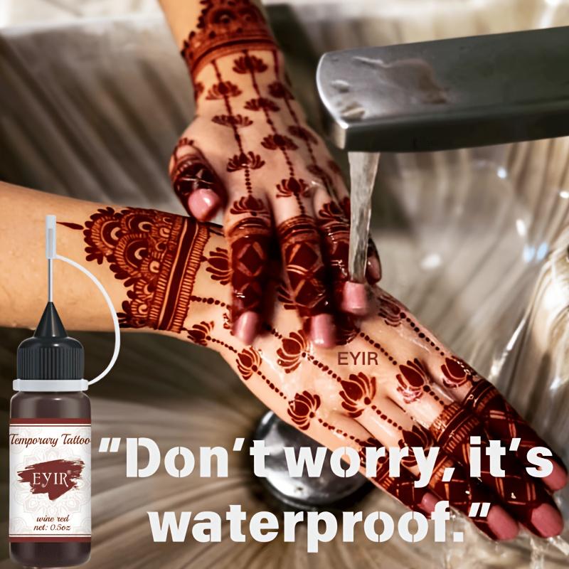 Henna Tattoo Kit 5 Sets Mandala Stencils with Wine Red Tattoo Paste Temporary Body Art DIY Reusable Templates Mehndi