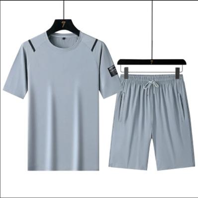 Leisure Sports Ice Silk Speed Drying Two Piece Set Summer Men's Short Sleeved Running Sports Set