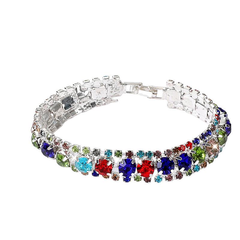 Multi-colored rhinestone bracelet Super flash diamond-set bracelet Full diamond imitation crystal jewelry