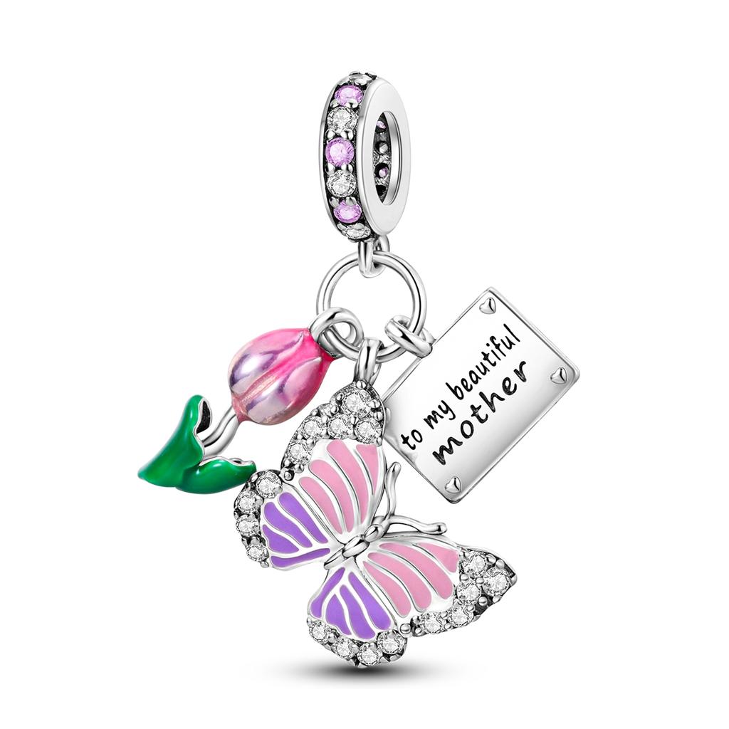 Silver Plated Lucky Clover Charms Travel Aircraft Butterfly Cat Beads Fit  Original Bracelets Women DIY Fine Jewelry Gift