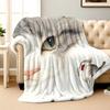 Close-up of a cat's eyes Flannel printed blanket suitable for all seasons suitable for living room office sofa and travel