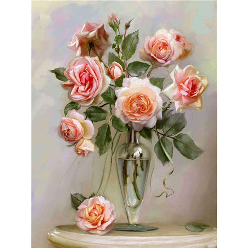 Diy Flower 5D Diamond Painting Full Round Drill Cross Stitch Diamond Mosaic Rose Rhinestone Diamond Embroidery Home Decor