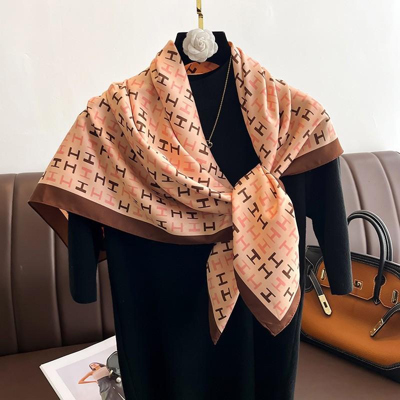 Spring and Autumn New Fashion 91 Square Scarf Women's Silk Scarf Foreign Style Shawl Neck Protection External Decorative Scarf Scarf