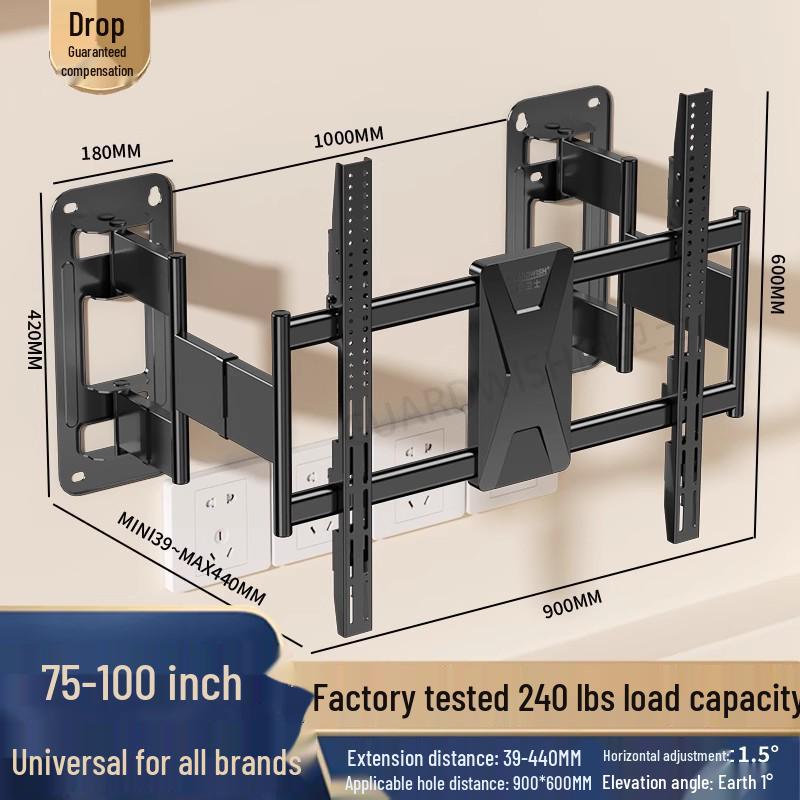 Ultra-Thin Extendable Swivel TV Wall Mount, Horizontally Adjustable for 65"-100" TVs