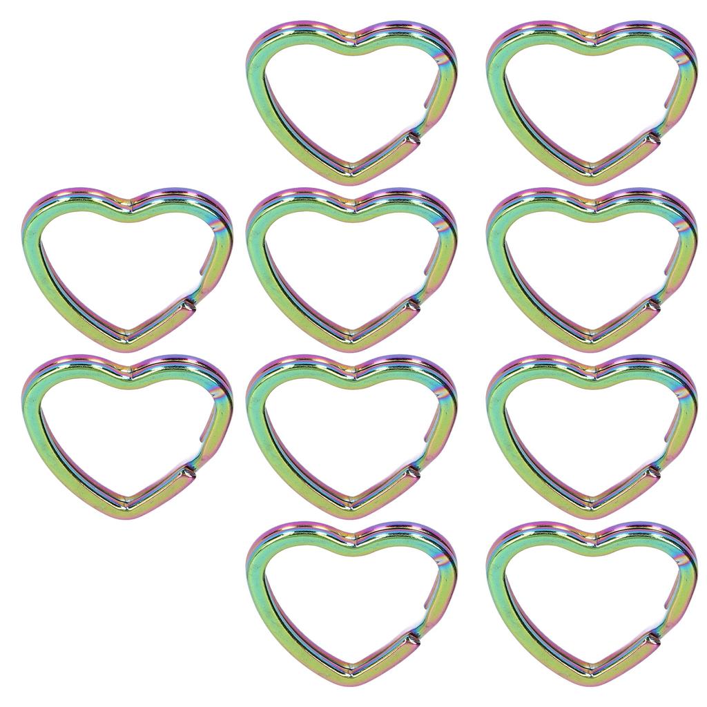 10PCS Key Ring Heart Shaped Design Colorful Appearance Fine Workmanship High Hardness Keychain