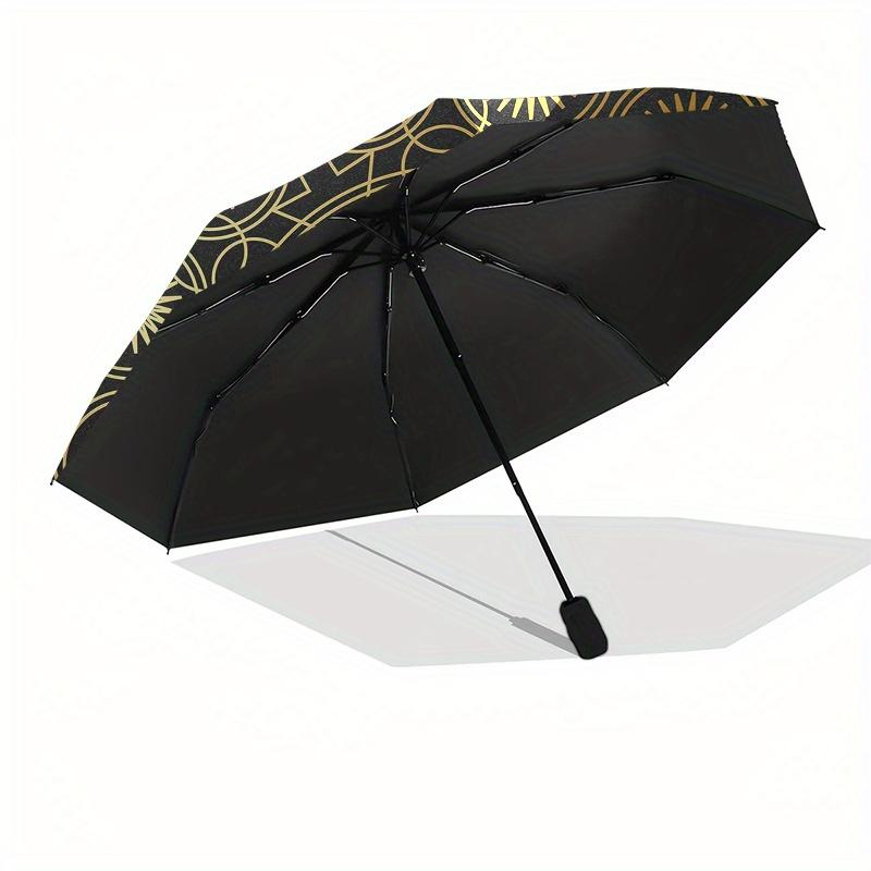 Golden Yin Yang Symbo Umbrella, Portable 3-Fold Compact Umbrella,Christmas Gift ES448