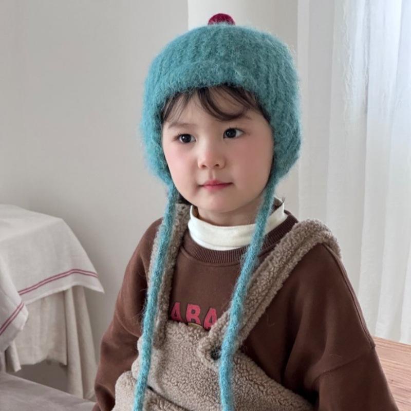 

Children s Ear Protection Cute Autumn and Winter Boys and Girls Woolen Hat Warm Autumn and Winter Baby Knitted Windproof Hat 45-51cm