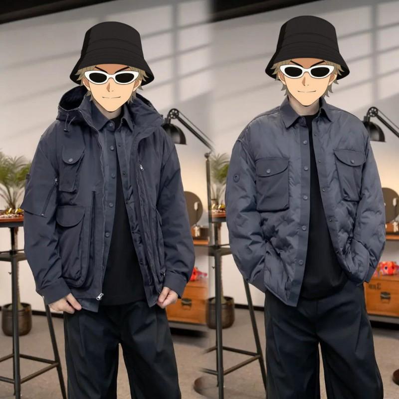 Casual Versatile 2-Piece Set Structured Cargo Cotton Coat Men