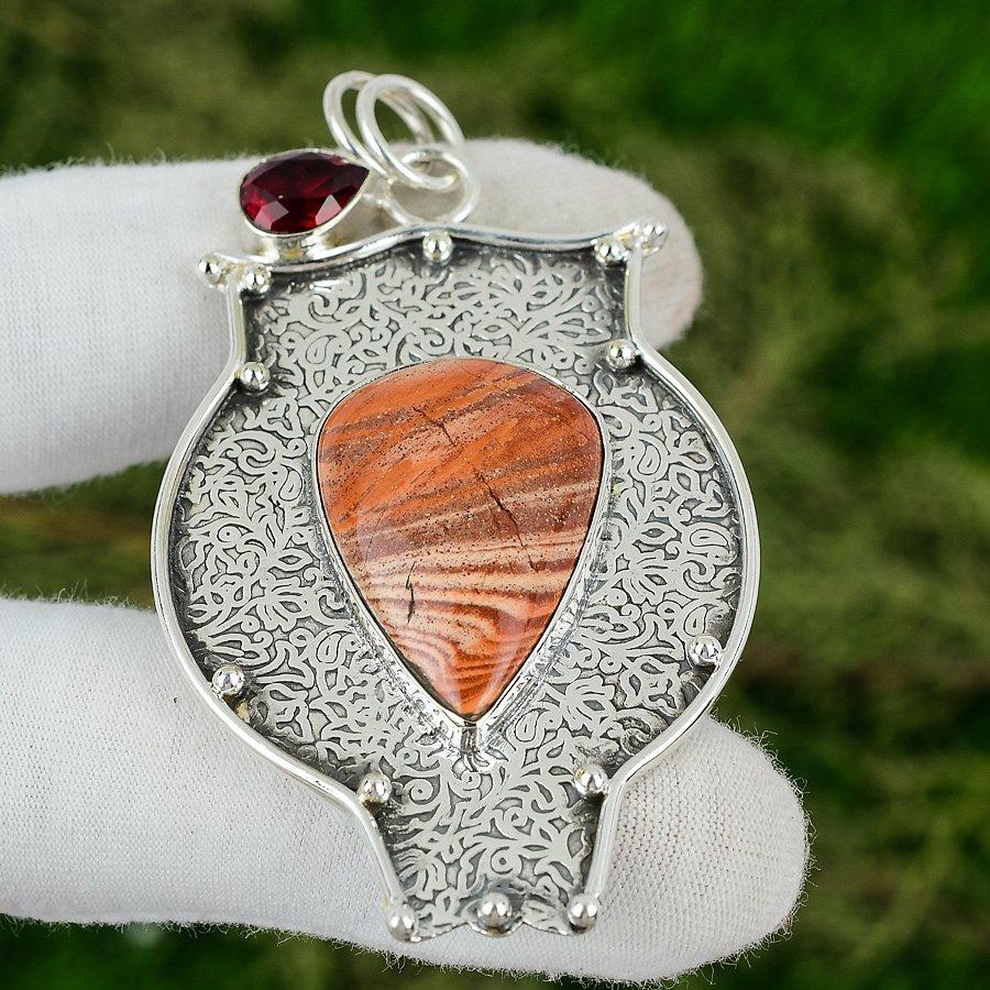 Red Snakeskin Jasper Stone Mozambique Garnet New Pendant Jewelry Sterling Silver