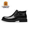 Men's Genuine Leather Slip-On Winter Shoes: Top Layer Cowhide, Warm Velvet Lining, Business Style