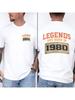 Mens Cotton Short Sleeve TShirt Legends Are Born In 1980 Retro Graphic Print Casual Tee Classic Vintage Style Crew Neck Top