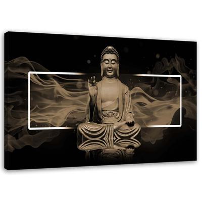 Canvas Print, Meditating Buddha Figure - Beige