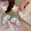 Dopamine petal mesh stud earrings new popular seaside vacation wind earrings exaggerated temperament versatile earrings wholesale