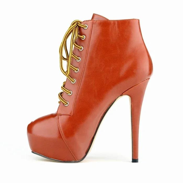 Women Boots  Fashion Sexy 14cm Round Toe Thin High Heels Platform Short Ankle Boots Elegant Autumn Winter Shoes Plus Size 43