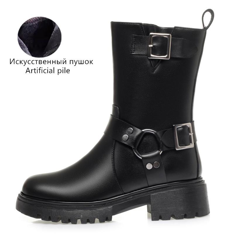 

Модные женские зимние ботинки AIYUQI 2025 из натуральной кожи, женские ботинки на натуральной шерсти, теплые, большого размера, нескользящие, мамины ботинки для женщин 42