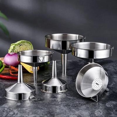 Stainless Steel Large Funnel Cook Oil Funnel with Detachable Strainer Filter for Liquid Oil Kitchen Accessories Cooking Tools
