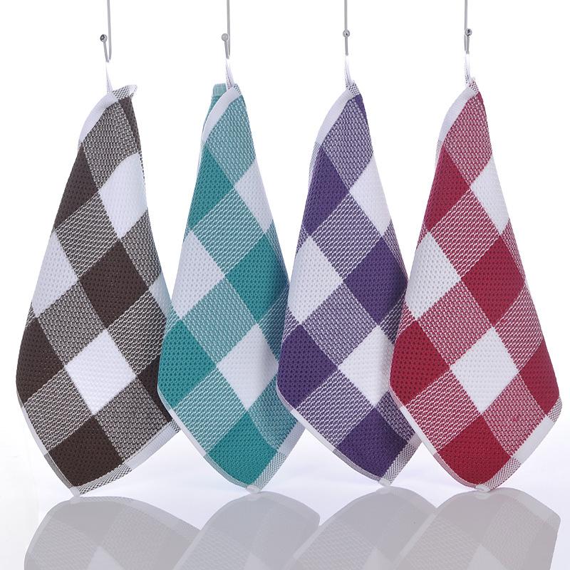 

pure cotton yarn-dyed square towel, plaid style hand towel, kitchen towel is soft and absorbent 34x34 рожевий