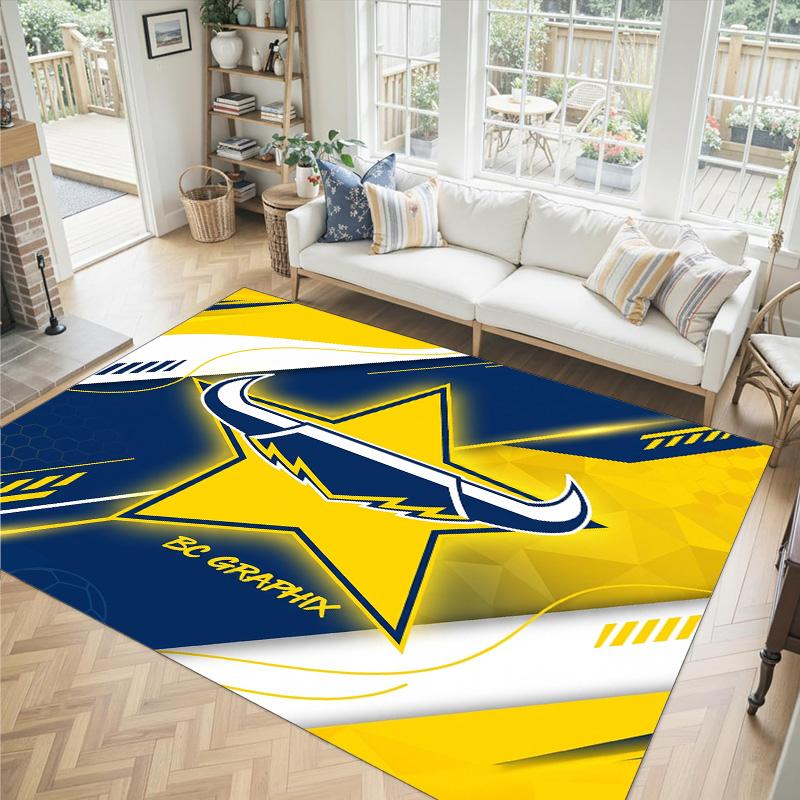North Queensland Cowboys Design Crystal Velvet Carpet Cozy Non?Slip Printed Rug For Bedroom Living Room Entrance