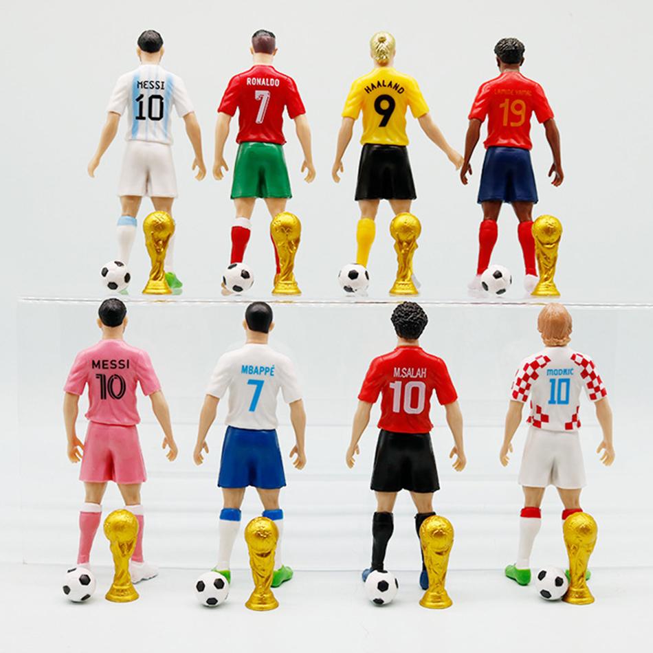 1-8pcs/set Football Star  C.Ronaldo Messi Mbappe Model Dolls Cartoon Cute Action Figure Car Accessories Football Fans Gifts