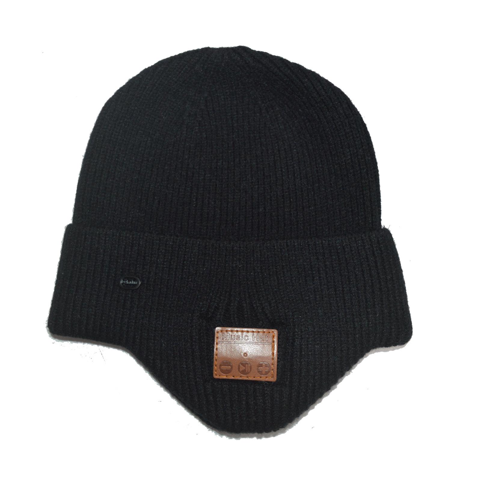 

Unisex Knitted Bluetooth Music Hat with Built-in Headphones - Warm, Thick Winter Ear-covering Design One Size чорний