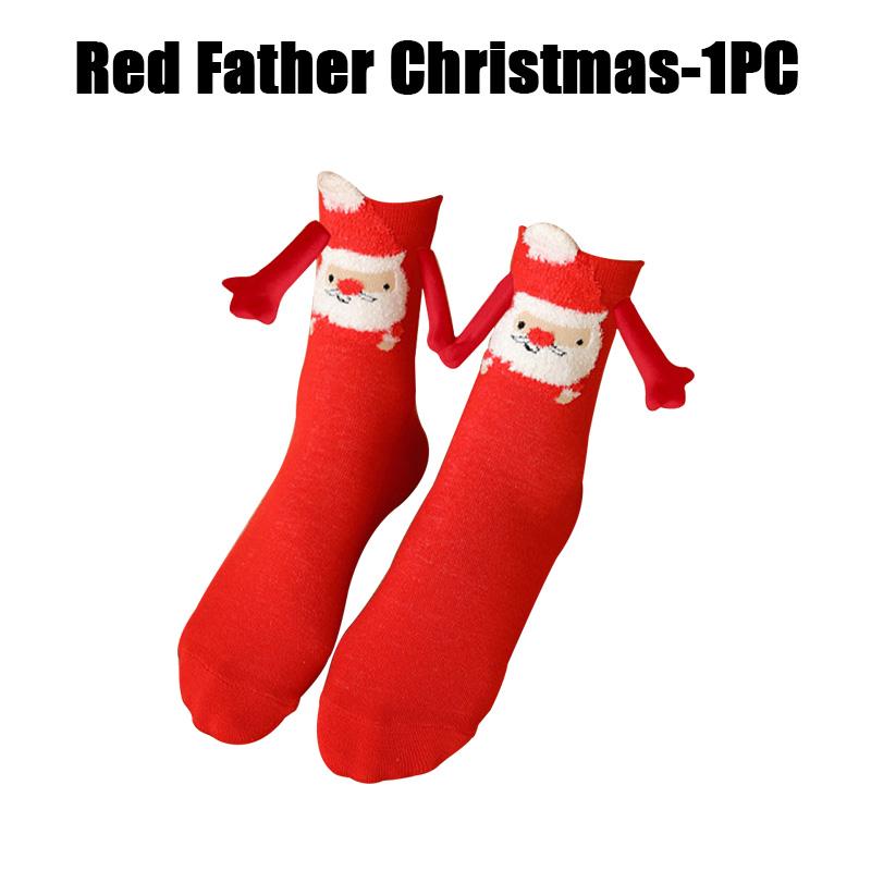 12PCS Christmas Socks Fall and Winter Cotton Magnet Hand-holding Socks Mid-calf Socks Cute Couple Socks Cartoon Christmas Socks