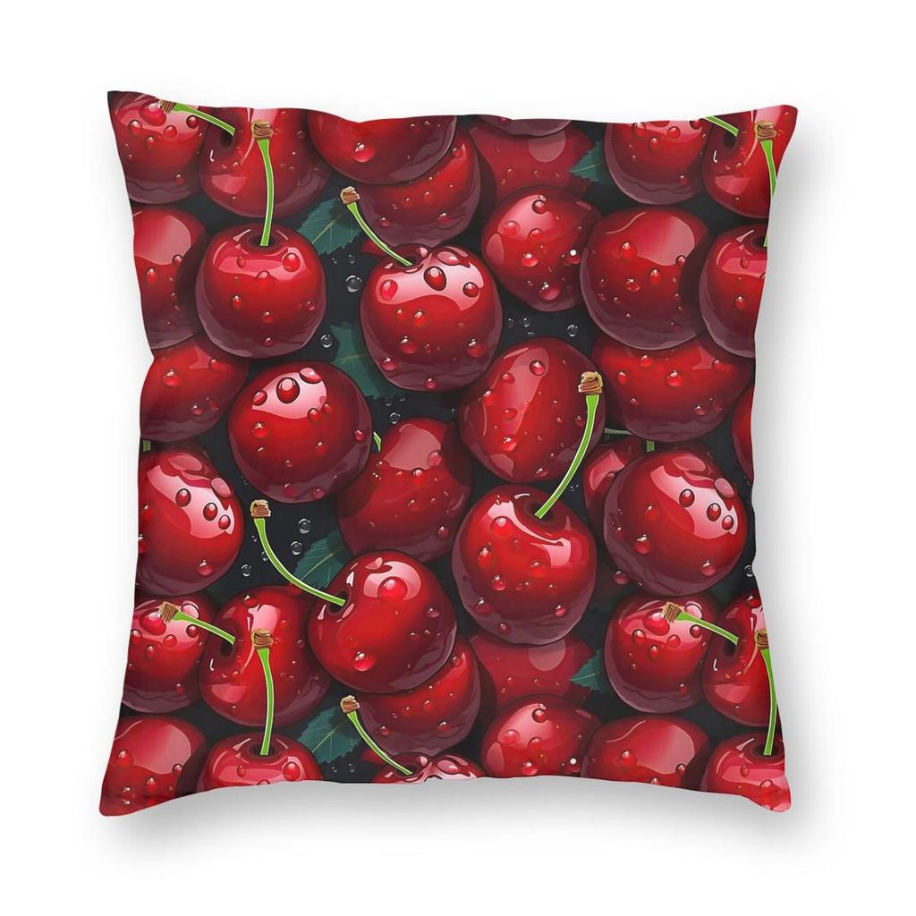 Juicy Ripe Cherries Galore Square Pillowcase Polyester Linen Velvet Pattern Zip Decor Throw Pillow Case Home Cushion Cover