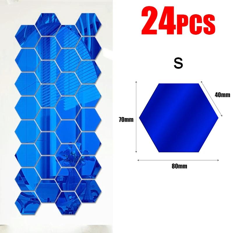 3D Hexagon Mirror Wall Stickers DIY Wall Mirrors Sticker Removable Self Adhesive Aesthetic Mosaic Tiles Decals Home Decoration