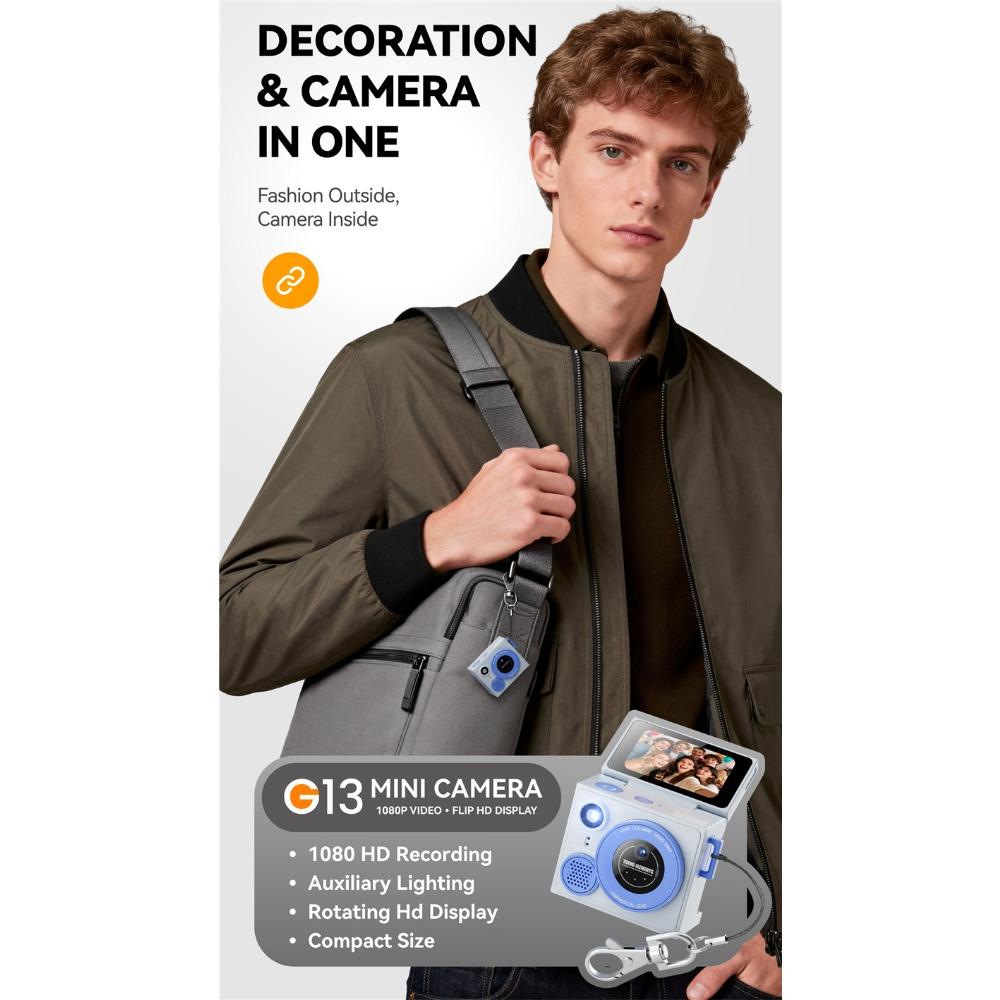 G13 HD Thumb Camera, Dual Lens, Flip Screen, Photo and Video Recording, Retro Selfie Camera, Student Camera, Include 32GB Memory Card+card Reader