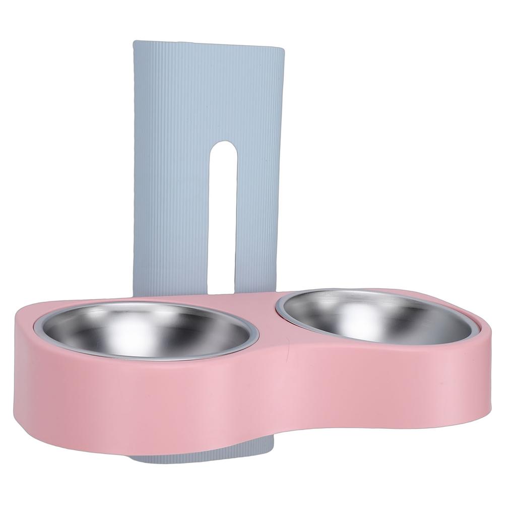 Wall Mounted Pet Feeding Bowl Stainless Steel Height Double Bowls Wall Pet Dish Feeding Station