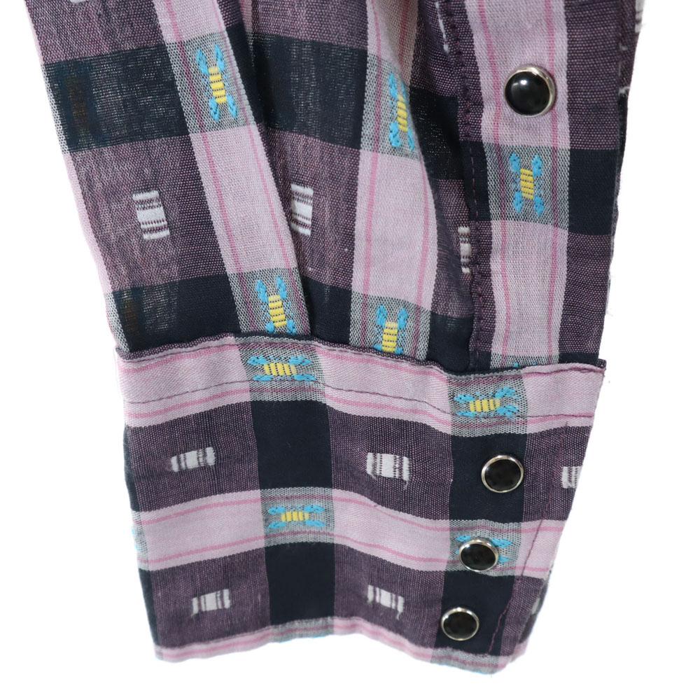 PERMANENT PRESS 70s 80s Made in USA Vintage Check Pattern Long sleeve Western shirt Men's Used