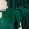 Women O Neck Dresses Ruffles Sleeve Diamond Plus Size Elegant Bodycon Package Hips Dress 2026