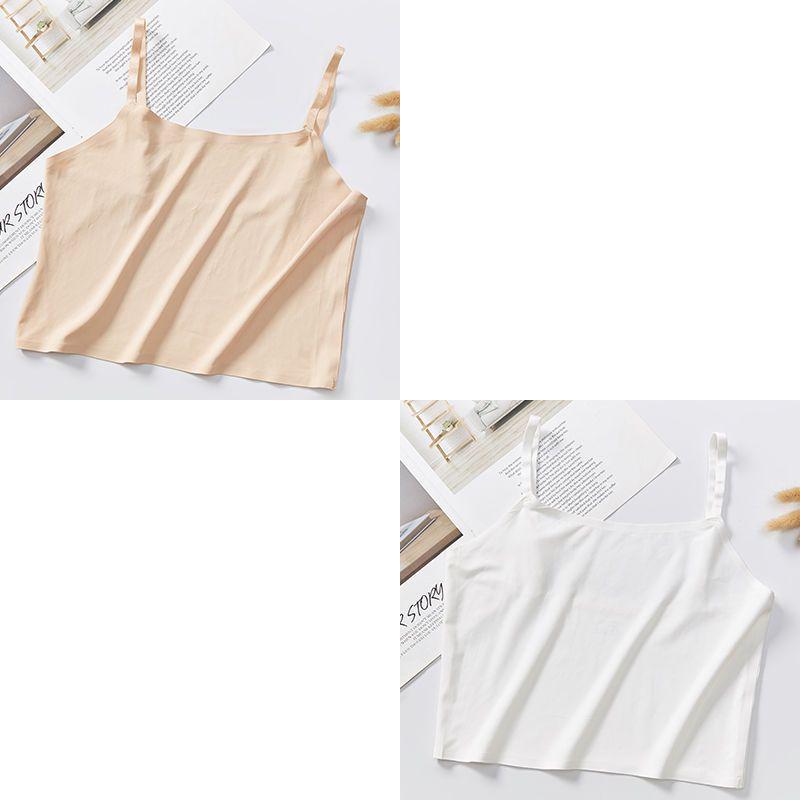 Atmungsaktives Sommer-Bustier für Mädchen aus Eis seide, nahtlos, mit Spaghettiträgern und Anti-Exposure-Bandeau