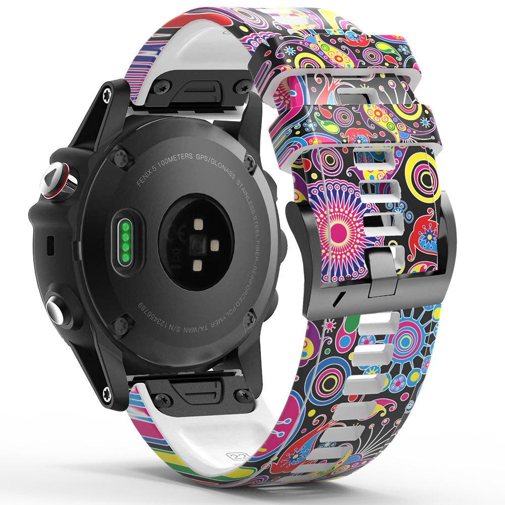 

For Garmin Forerunner 965/955/945/935 Quick Release Watch Band Silicone Printed Pattern Replacement Strap Style F
