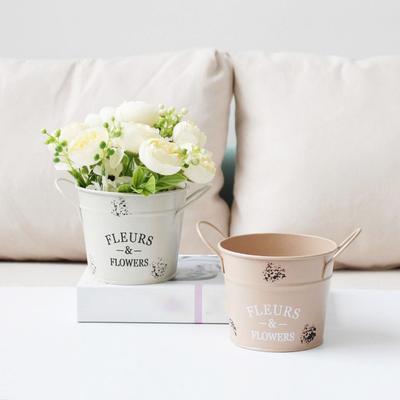 Corrosion-resistant Round Flower Pot Handicraft Flower Bucket Ornament Iron Planter Pot  Succulent