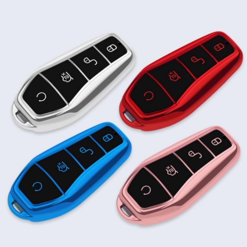 Electroplate Car Key Case Cover Fob For BYD Tang EV600 Han EV Yuan PLUS ATTO 3 Song PLUS Pro MAX DMI MAX Qin Plusdmi Keychain Accessories