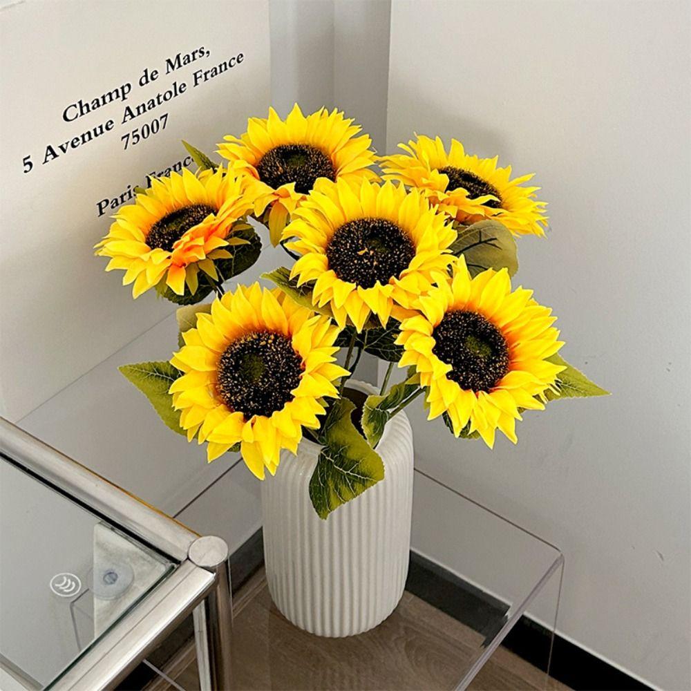 Fake Artificial Sunflowers Silk Floral Arrangement New Flowers Bouquet  Home Decoration