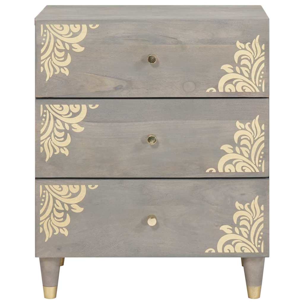 Nightstand with Drawers Gray 50 x 33 x 62 cm Solid Mango Wood