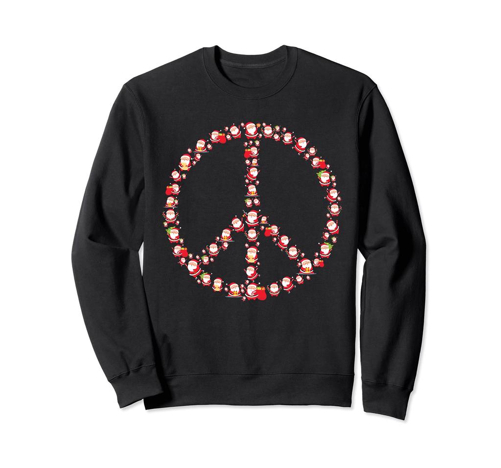 Christmas Peace Sign Santa Claus Retro Hippie Happy Holidays Sweatshirt