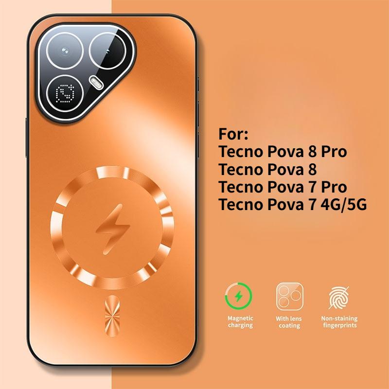 For Tecno Pova 8 7 Pro 4G 5G Case New AG Matte Lightning Magnetic PC-TPU Cover For Tecno Pova 8 Pro Shockproof Bumper Funda