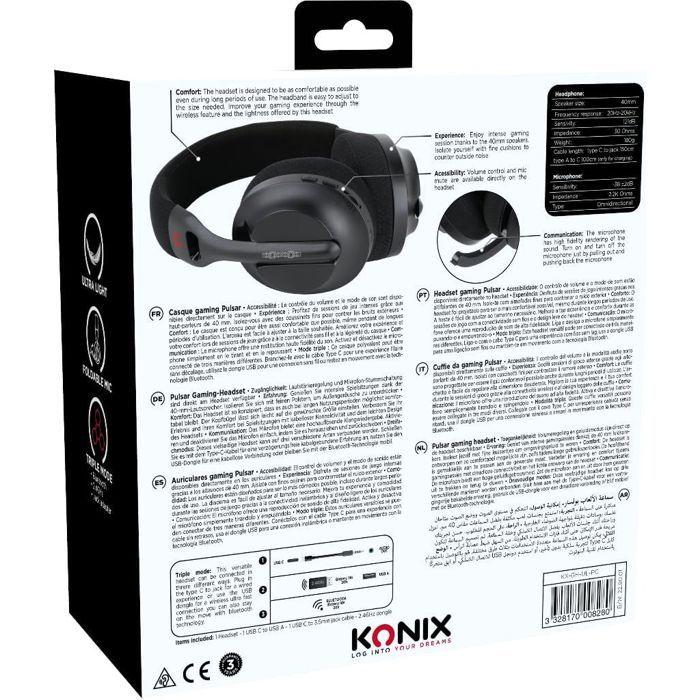 Casque Microphone Sans Fil Pulsar Konix Pour Pc