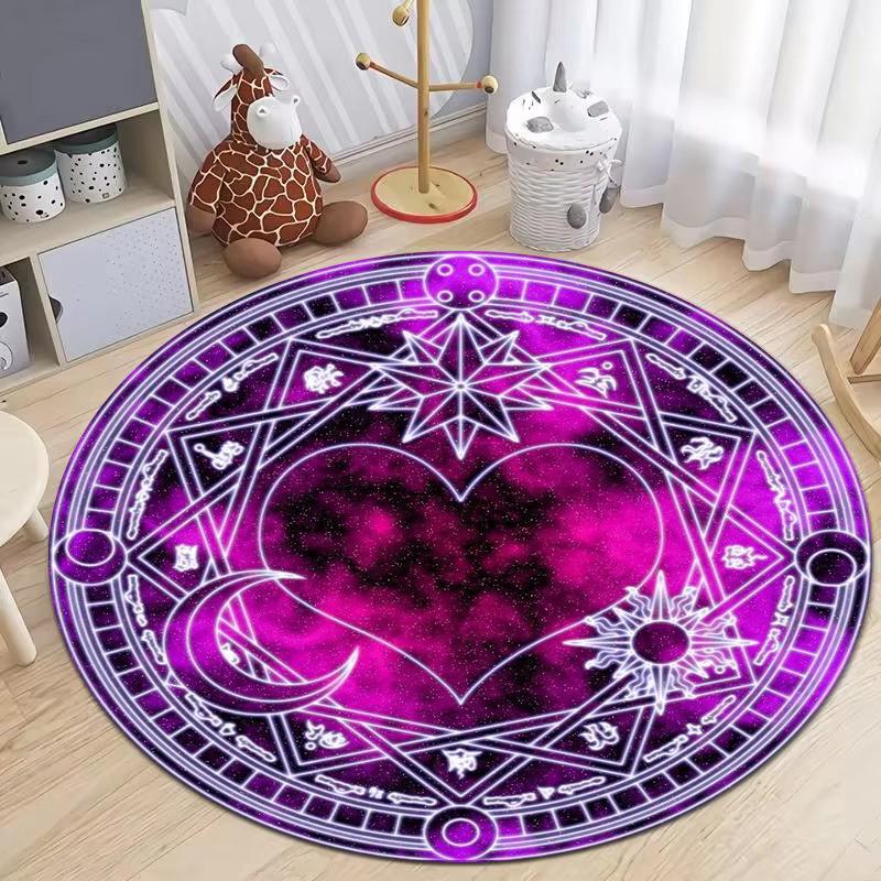 Tarot Fortune Telling The Five Pointed Circle Carpet Moon Round Rug for Living Room Bedroom Fullmetal Alchemist Chair Floor Mat