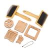 8PCS Set Wooden Knitting Gauge Wool Brush Set Wool Felting Brush and Knitting Measure Tool Kit