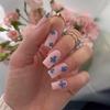 Blue Butterfly Elf Pink Nail Art Tips - Fairy-like, Simple European-American Style for a Pure Girly Feel