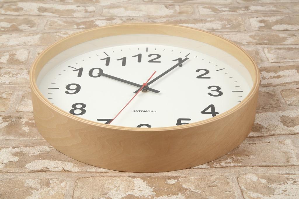 KATOMOKU Plywood Clock, 2 km-42M, Wall Clock with Continuous Second Hand, 25.2 Cm Diameter (quartz Clock)