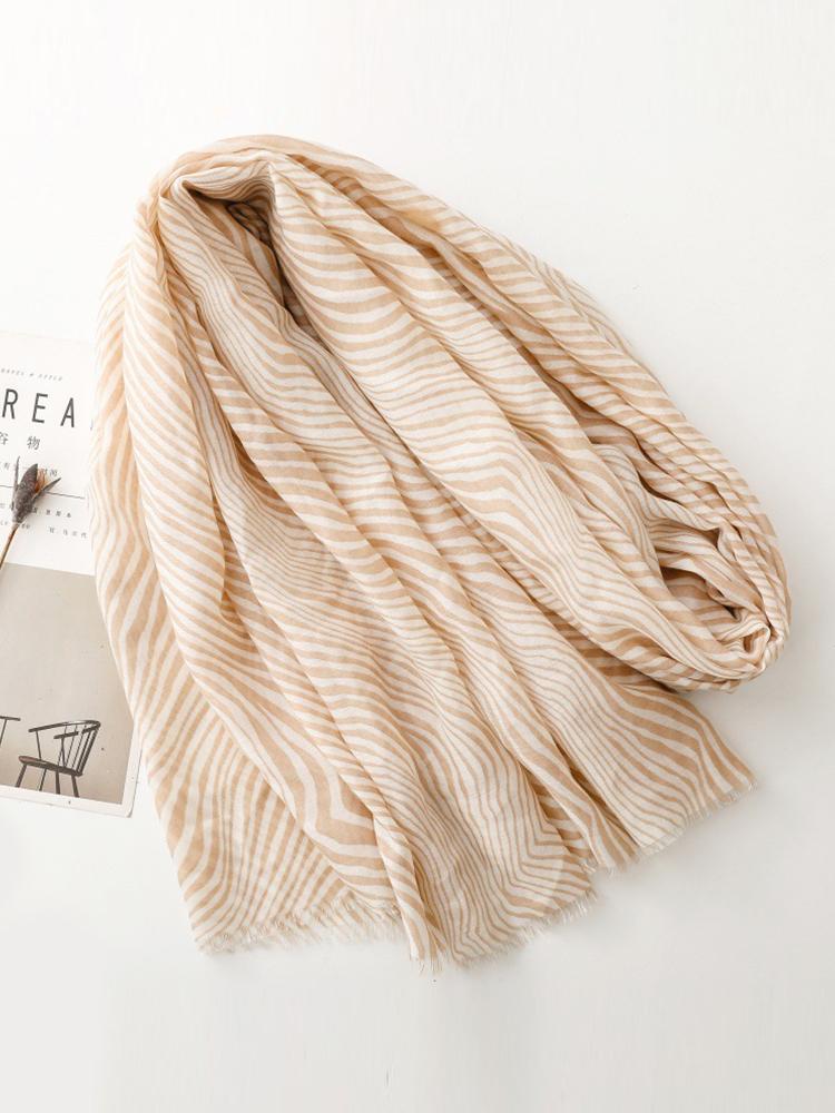 Elegant Women Silk Scarf Wrap Shawls Vintage Striped Print Sunscreen Bandanas Hijab Mujer Boho Scarve Pareo Casual Fashion New