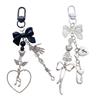 Colorful Phone Lanyard Bowknot Heart Pendant Keychain Detachable Phone Charm Keyring Beaded Bag Accessory for Women