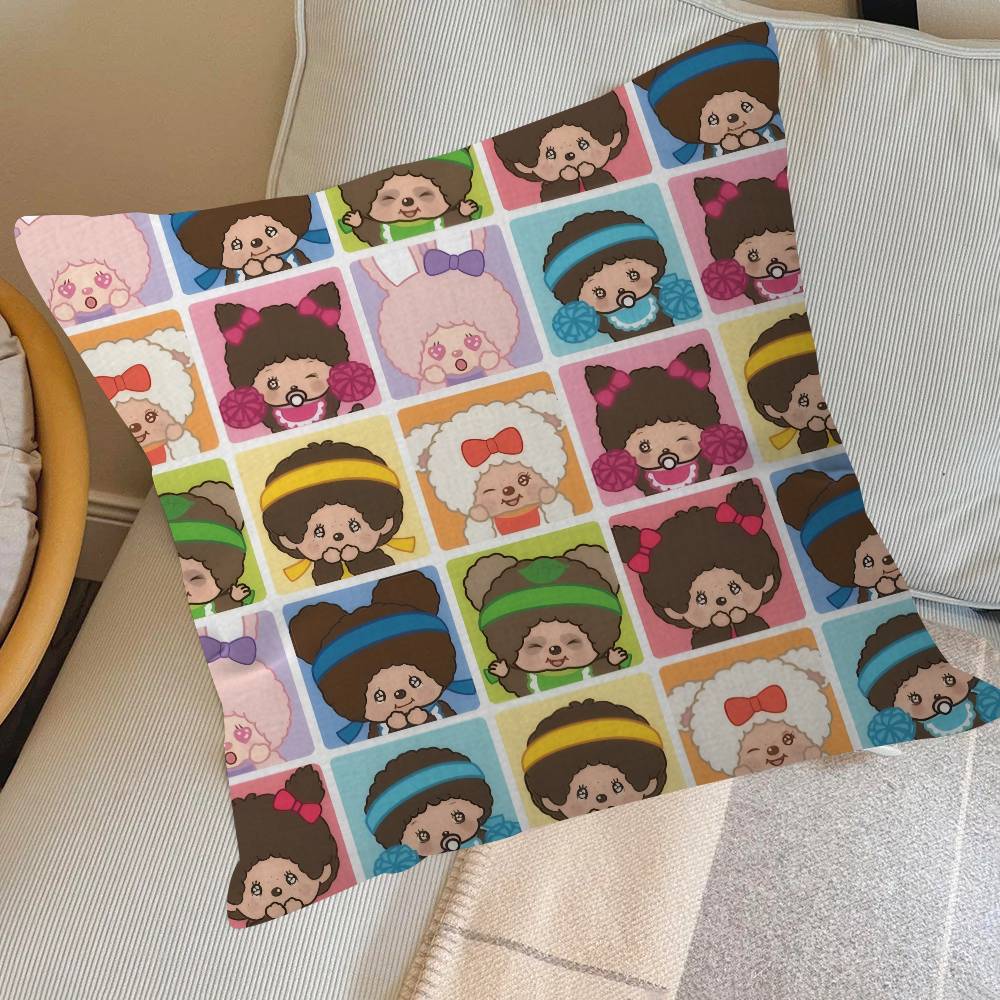 Cute M-Monchhichi   Pillowcase toon Gift Cushion Cover Bedroom Home Sofa Chair Seat Decor pillow case