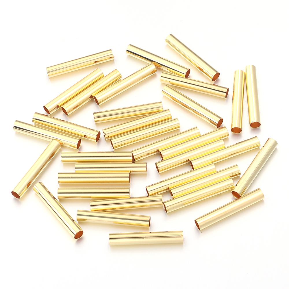 50-100pcs 4mm 6mm Hole Tube Copper Spacer Beads Connector Straight Tube For Jewelry Making DIY Chock Necklace Making Wholesale